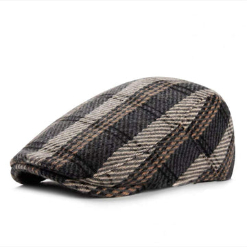 Close-up of dark gray plaid wool blend fabric