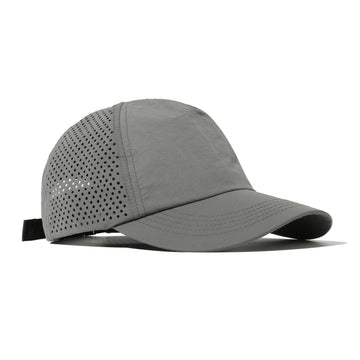 Front view of Croogo Summer Trucker Hat in gray with mesh panels