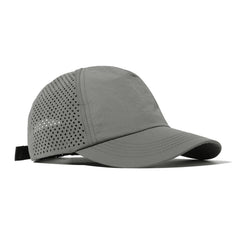 Front view of Croogo Summer Trucker Hat in gray with mesh panels