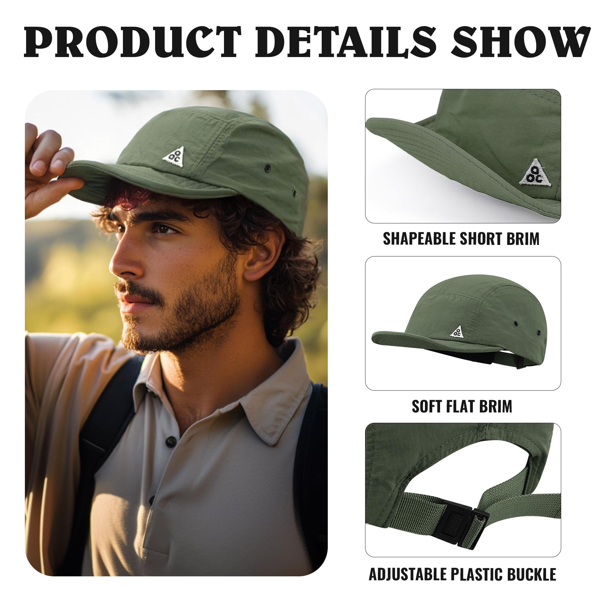Side view showing nylon quick-dry fabric Croogo Trucker Cap Green DDY1