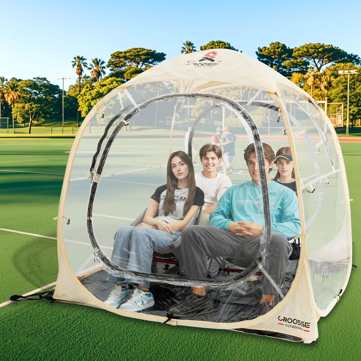 Croosseoutdoors Sports Tent Pop Up Shelter setup showing instant shelter for events