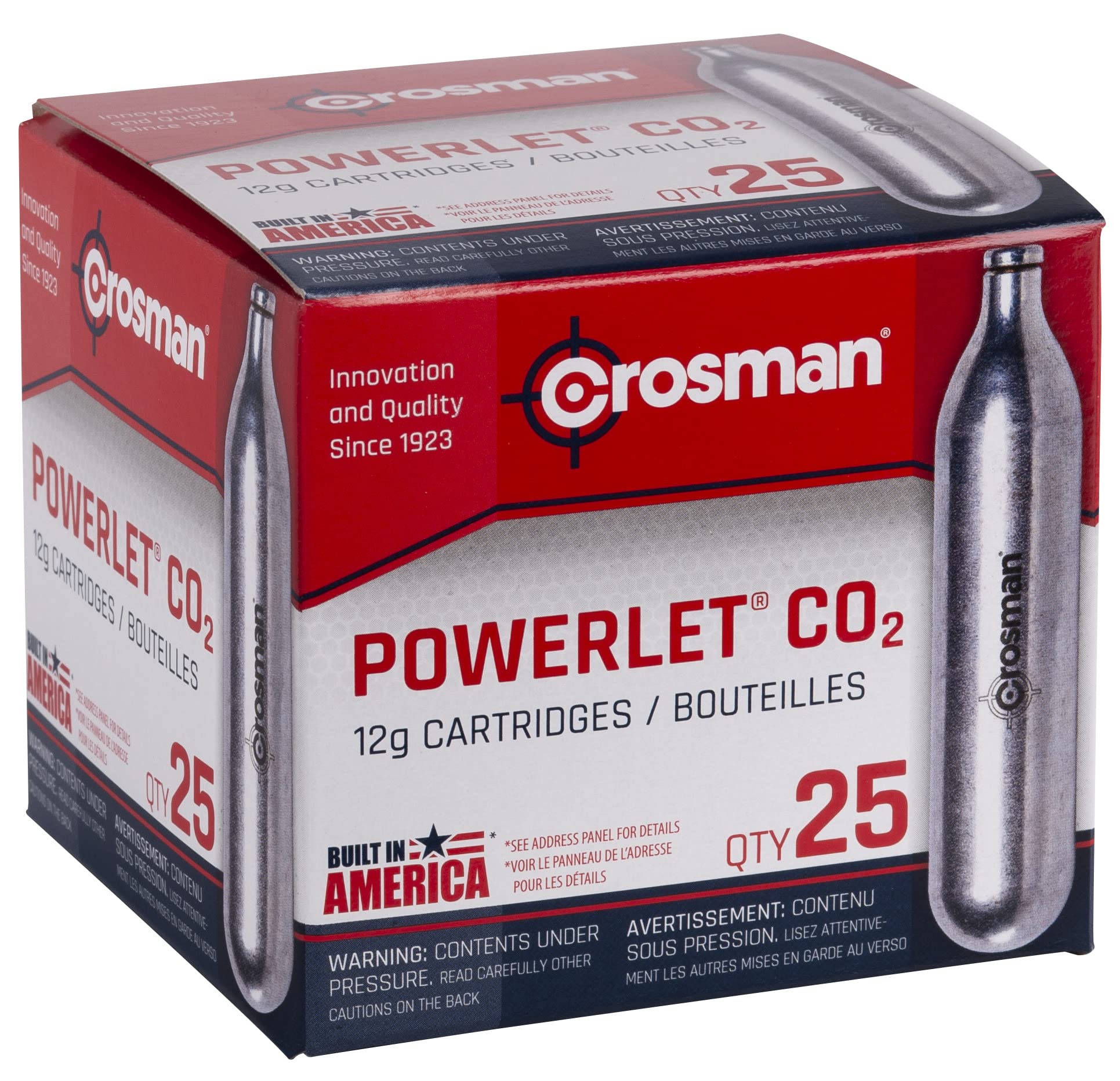 Crosman 25-Count 12-GRAM CO2 powerlet cartridges, model 2311-N