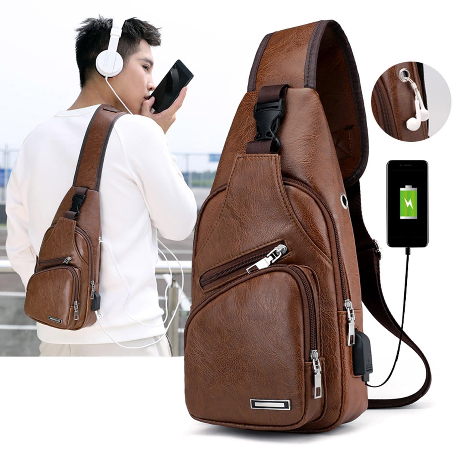 Crossbody Sling Bag adjustable shoulder strap for men and women.
