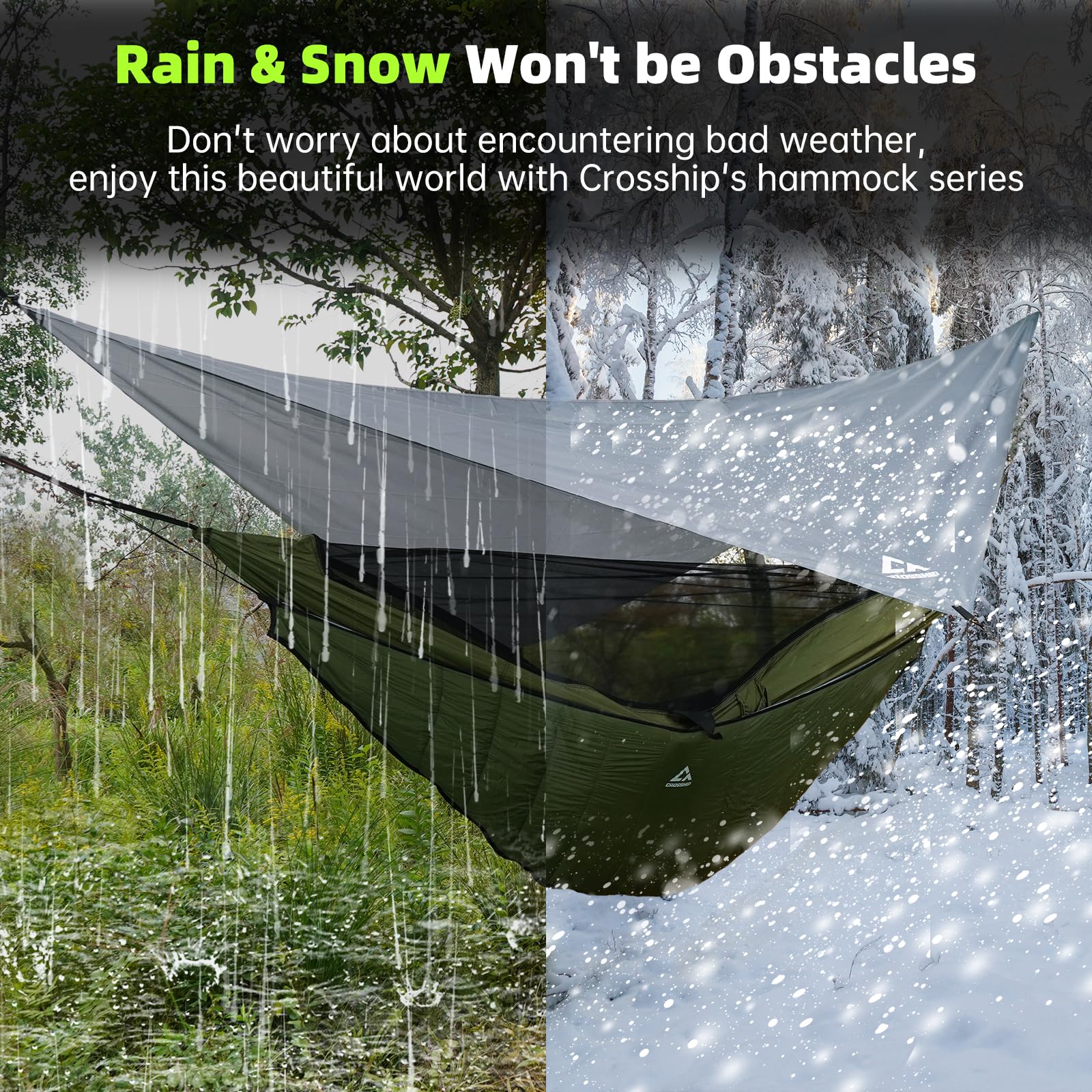 CROSSHIP 2-person hammock setup ready for two outdoors