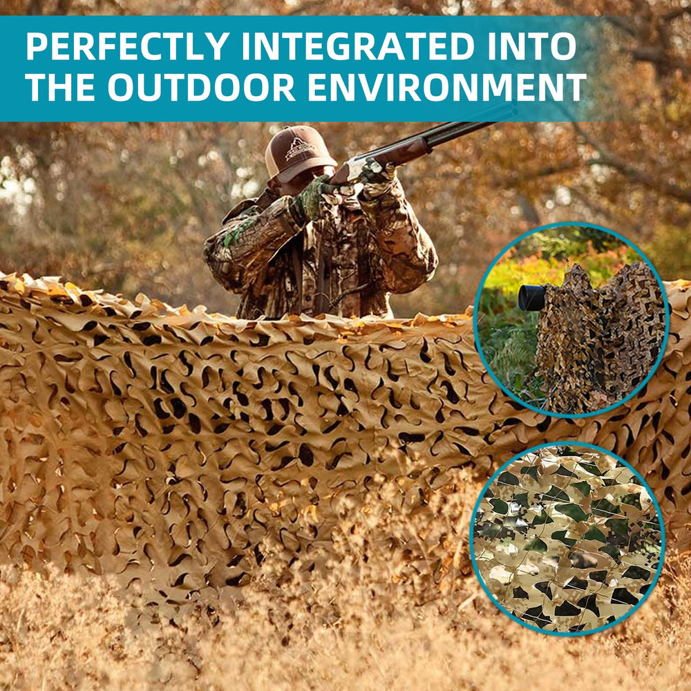 CROSSHIP camo netting sunshade setup providing outdoor shade and texture.