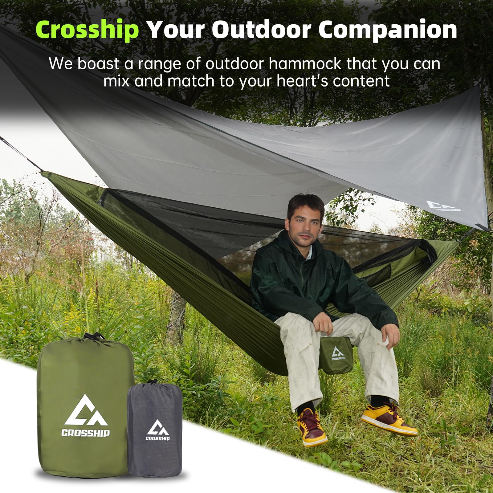 CROSSHIP hammock suitable for backyard and beach relaxation.