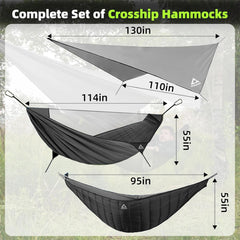 CROSSHIP hammock underquilt adds warmth and comfort during chilly nights