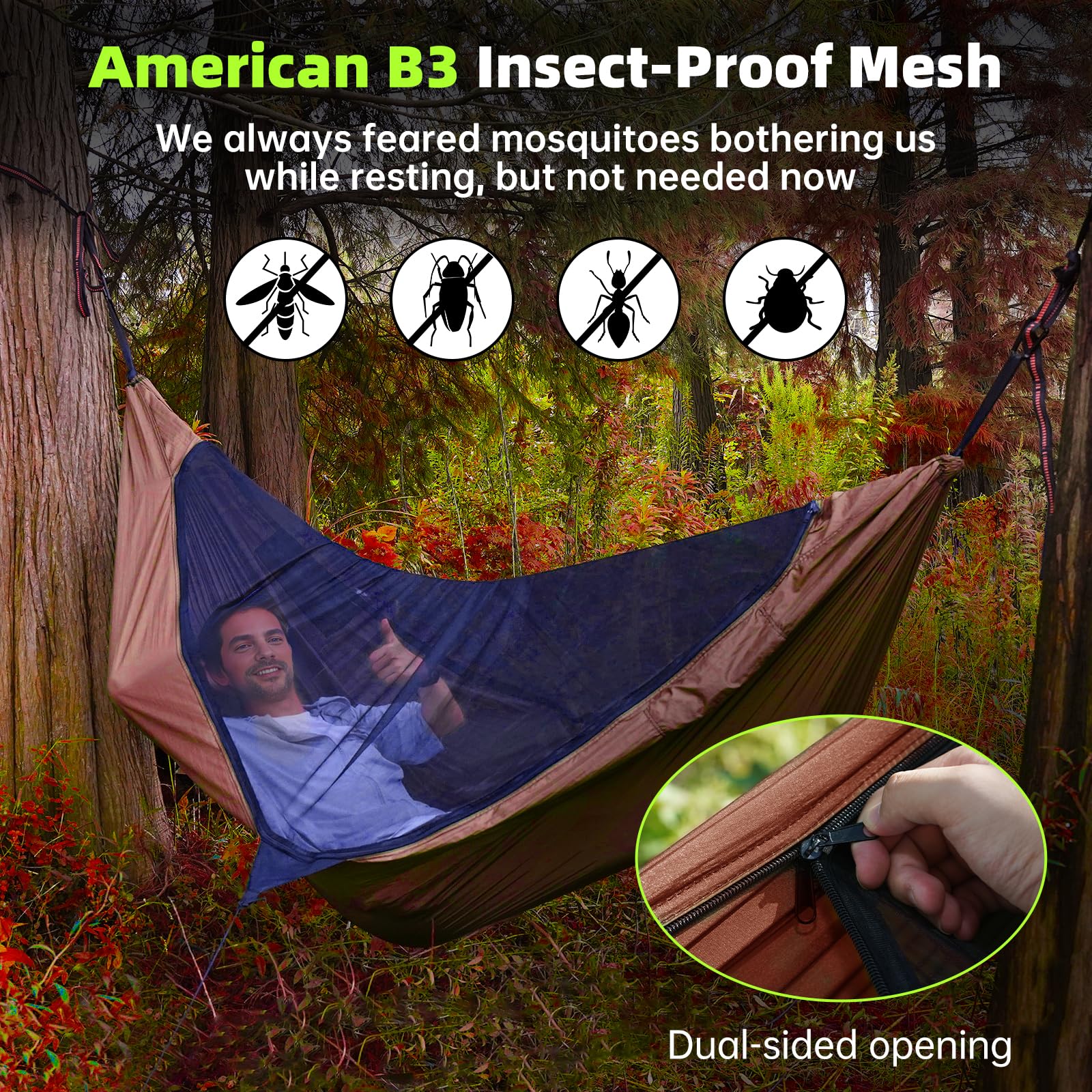 CROSSHIP hammock unfolded to 114 by 61 inches for roomy comfort.