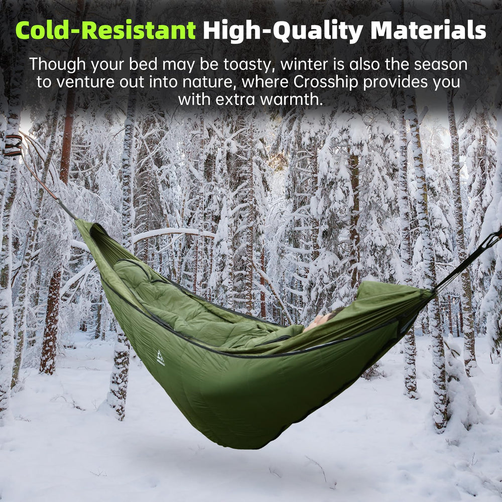 CROSSHIP hammock underquilt elastic straps attachment enables quick, stable hammock fitting.