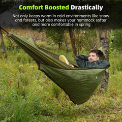 CROSSHIP hammock underquilt full-size 95x55 captures spacious warmth for most hammocks.