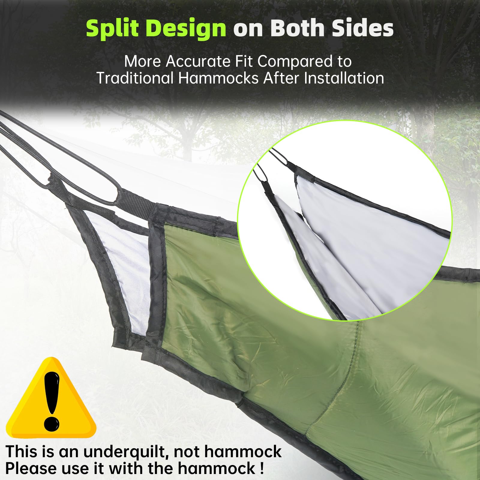 CROSSHIP hammock underquilt 700g polyester filling delivers cozy warmth without bulk.