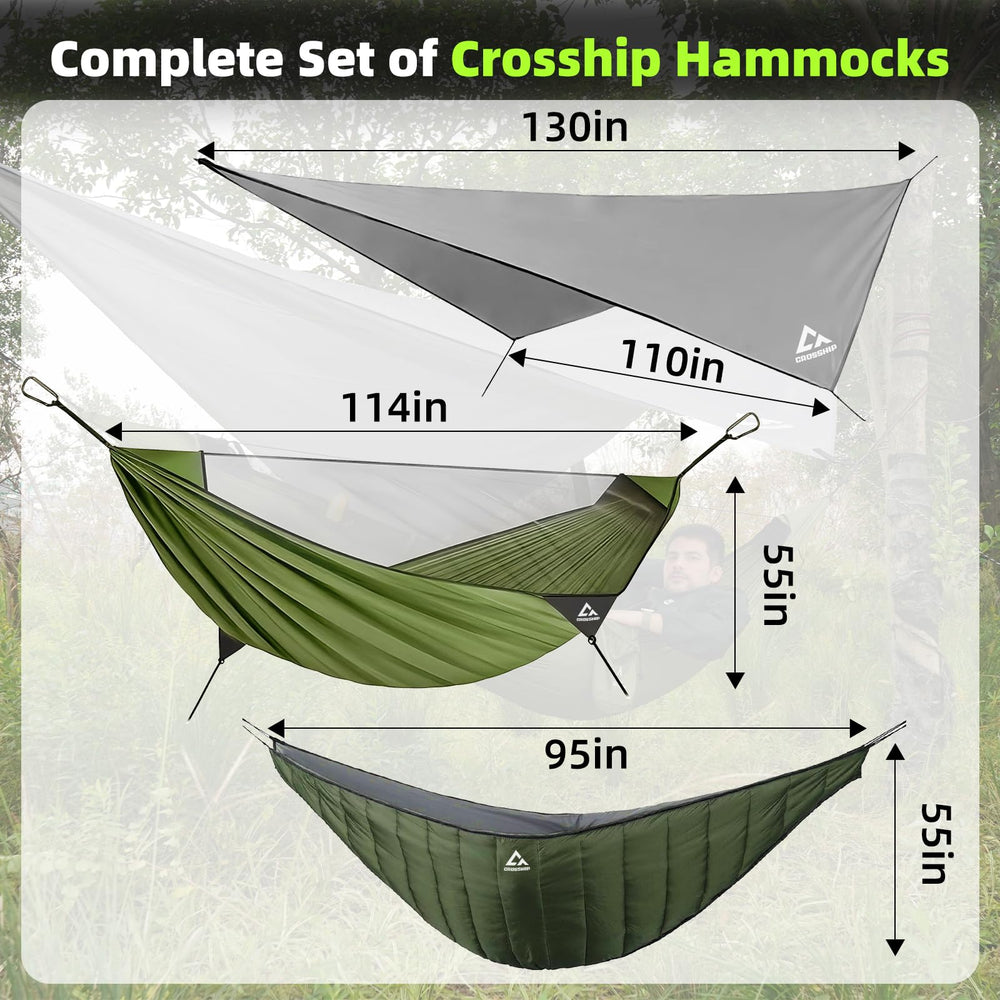 CROSSHIP underquilt with DWR-coated 20D nylon for warmth during camping