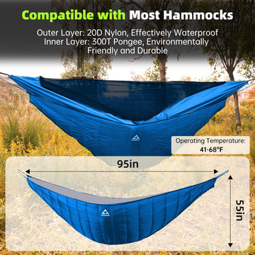 CROSSHIP underquilt DWR nylon shell resists light moisture on the trail