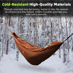 CROSSHIP underquilt with DWR-coated shell resists moisture for damp nights
