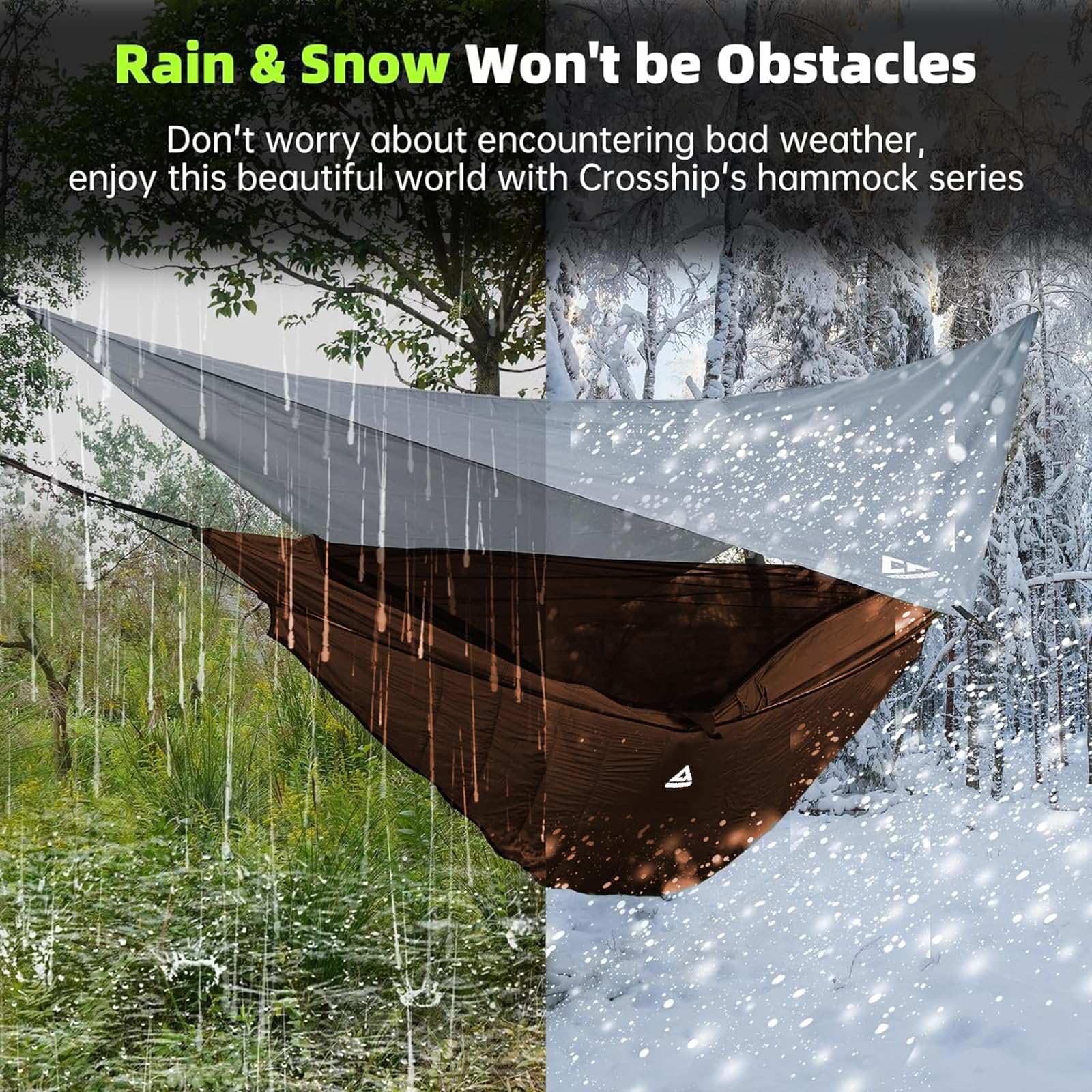 CROSSHIP two-person hammock setup shows shared comfort in nature.
