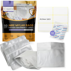 Crunch Co. freeze-dry Mylar bags stand-up zipper for airtight, long-term storage.