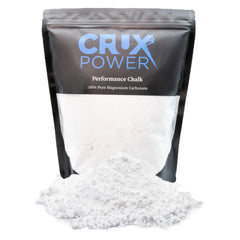 Crux Power chalk loose powder delivers quick moisture absorption for steady holds.