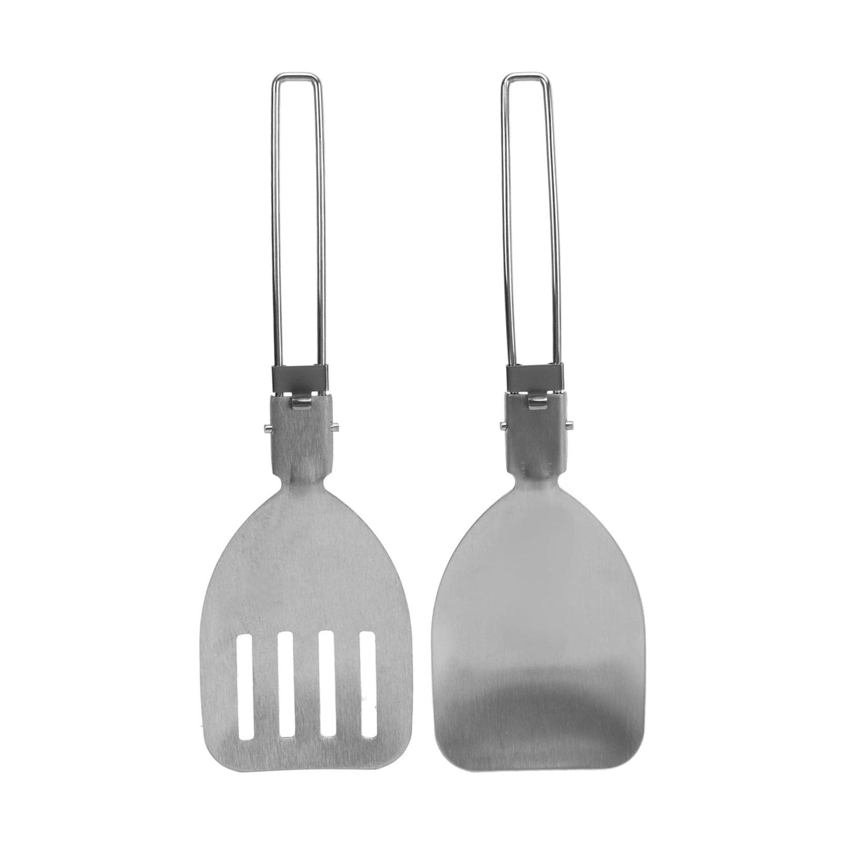 Cryfokt foldable stainless steel spatula for compact camping storage.