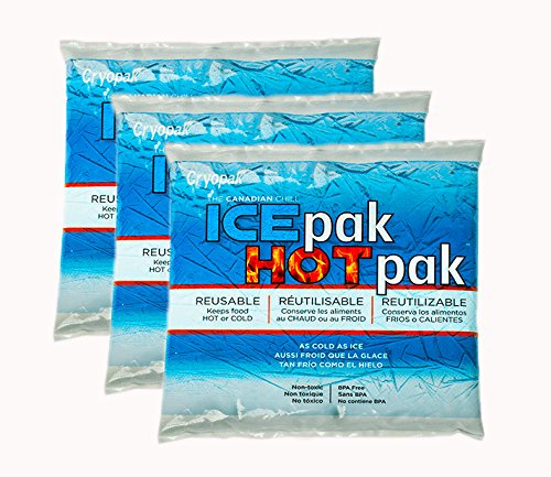 Cryopak reusable ice packs 3-pack keeps school lunches cold and beverages fresh.