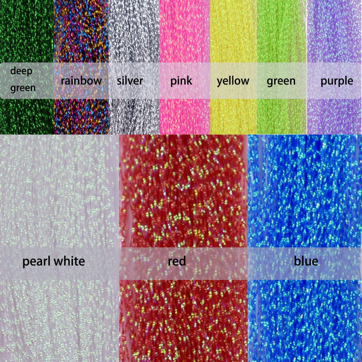 Set of 10-color crystal flash fly tying material for freshwater and saltwater flies