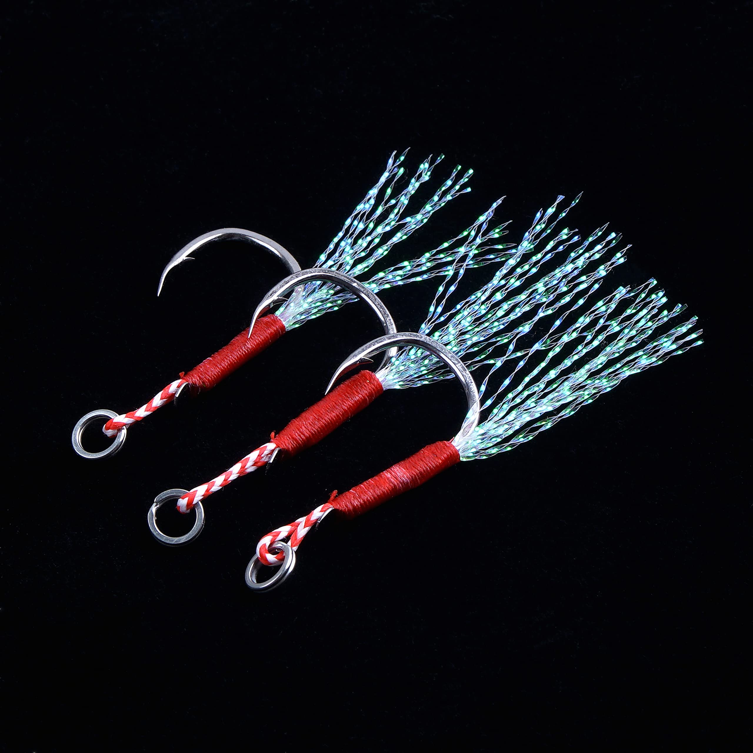 Crystal flash tassel on jigging assist hook
