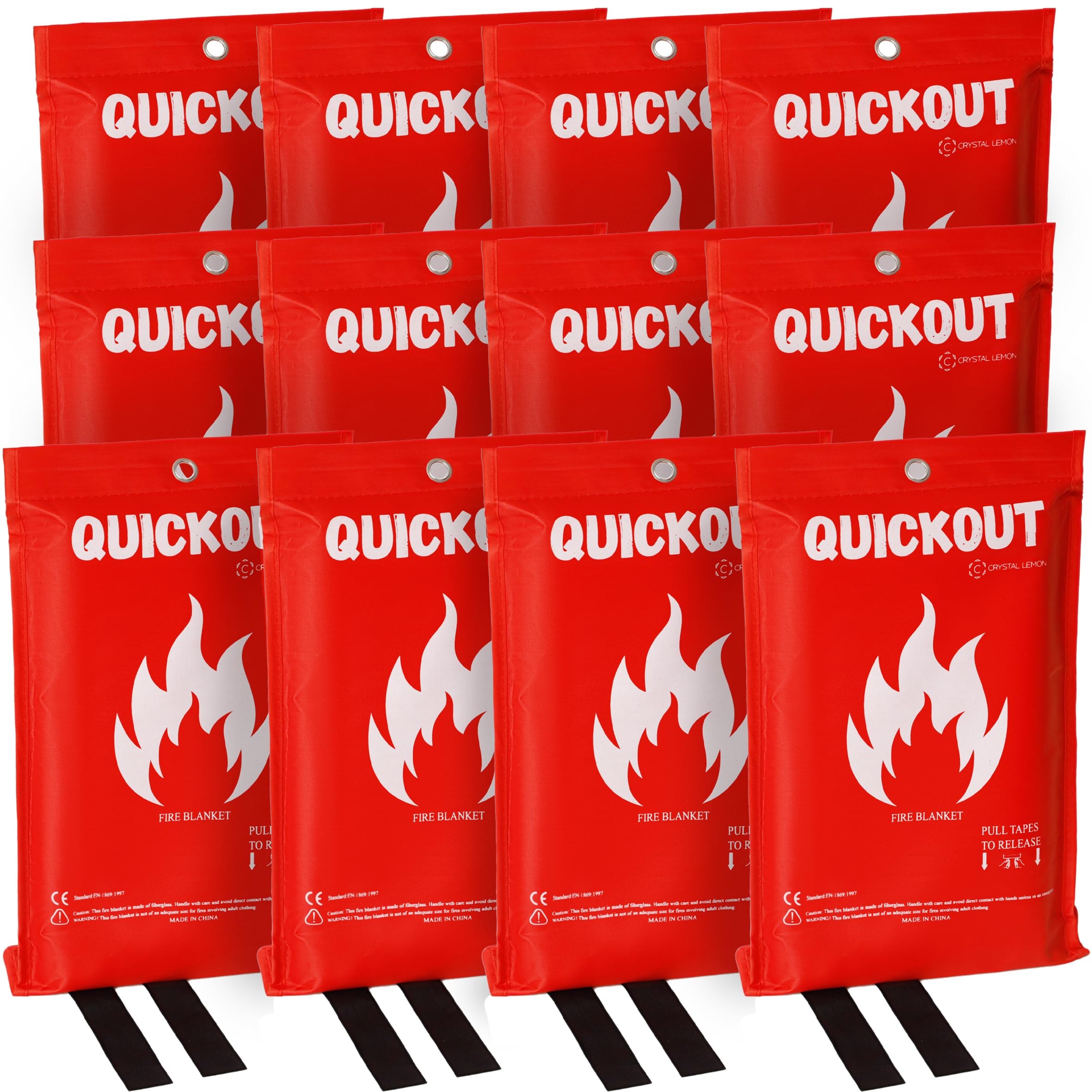 Crystal Lemon fire blanket 12-pack 39x39 ready for rapid emergency response.