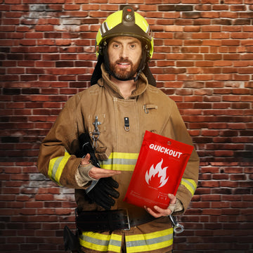 Crystal Lemon fire blanket storage compact fold demonstrates space saving placement.