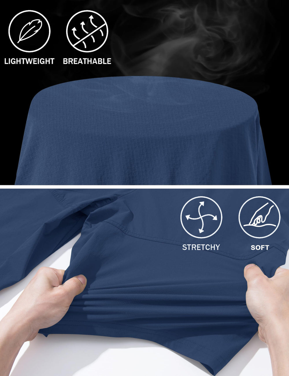 CRYSULLY royal blue quick-dry fabric close-up highlighting moisture-wicking