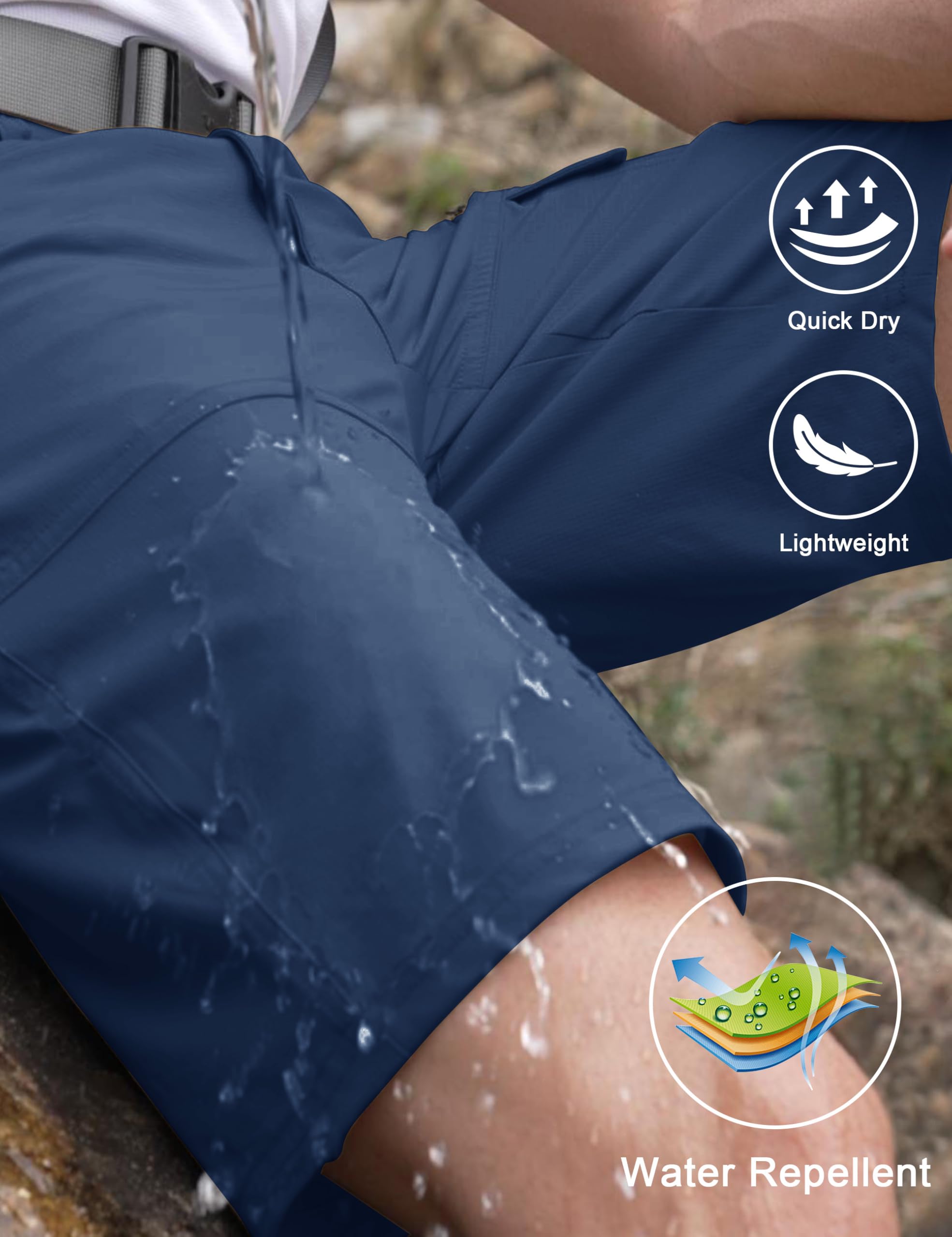 CRYSULLY cargo shorts royal blue thigh pockets for tools or phone