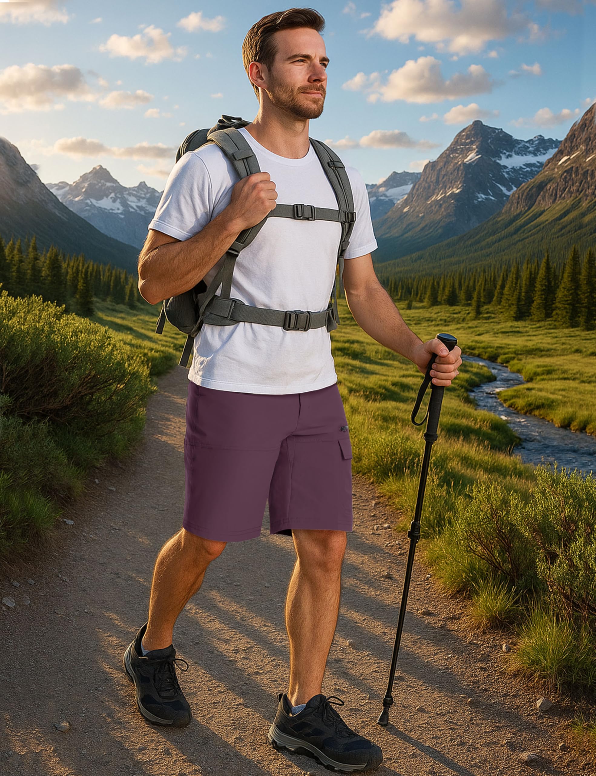 CRYSULLY hiking shorts back zip pocket—secure valuables on trails.