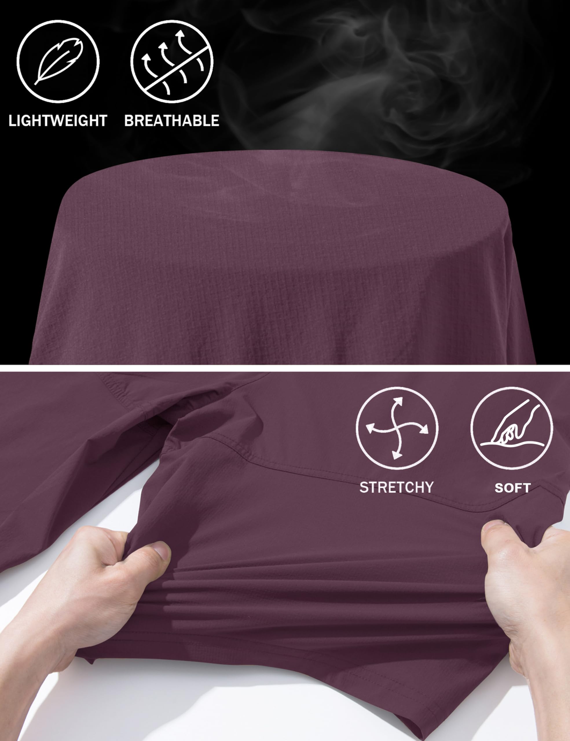 CRYSULLY shorts stretch fabric—flexible movement for hiking and climbing.