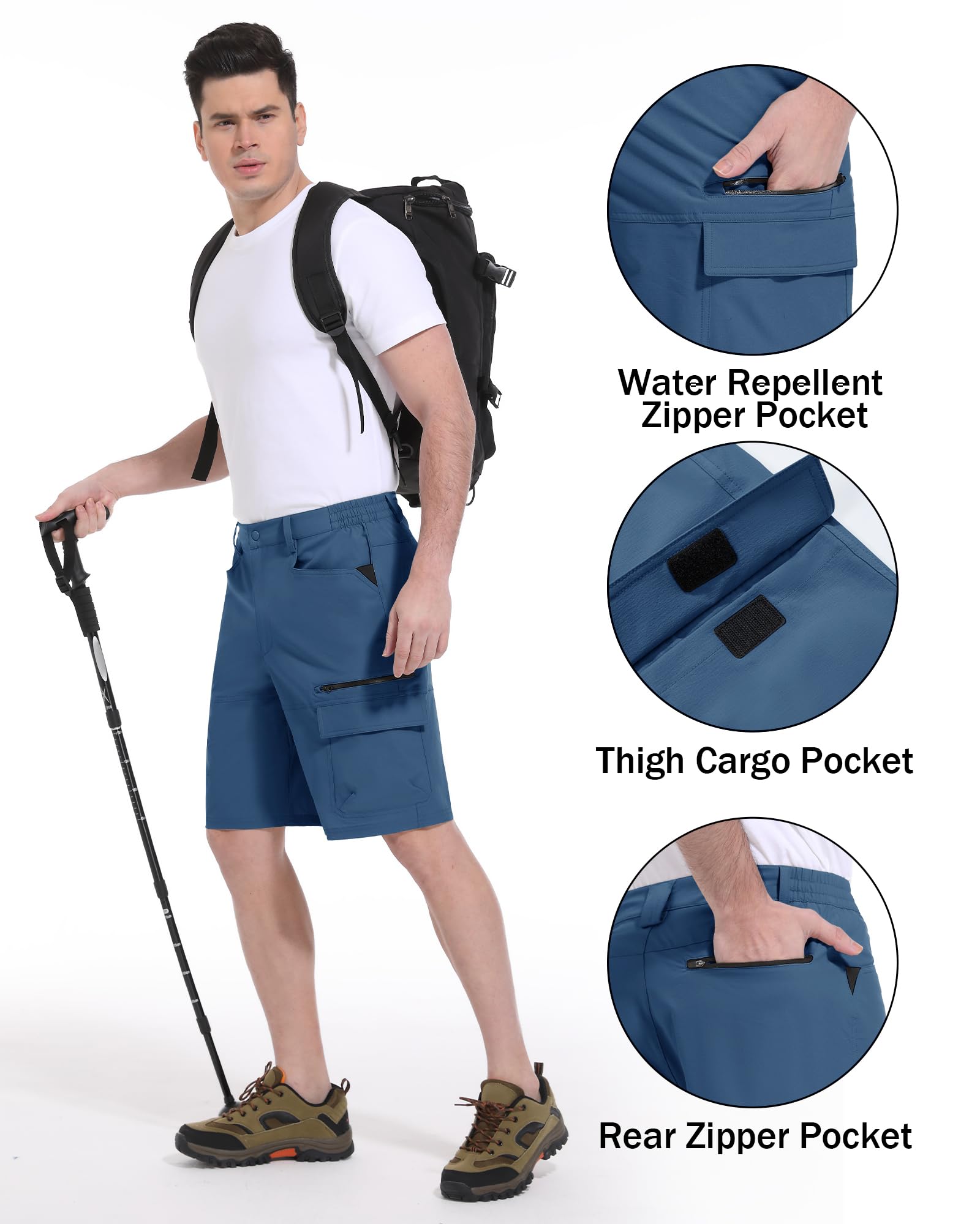 CRYSULLY mens hiking short in-action shot highlights quick-dry practicality.