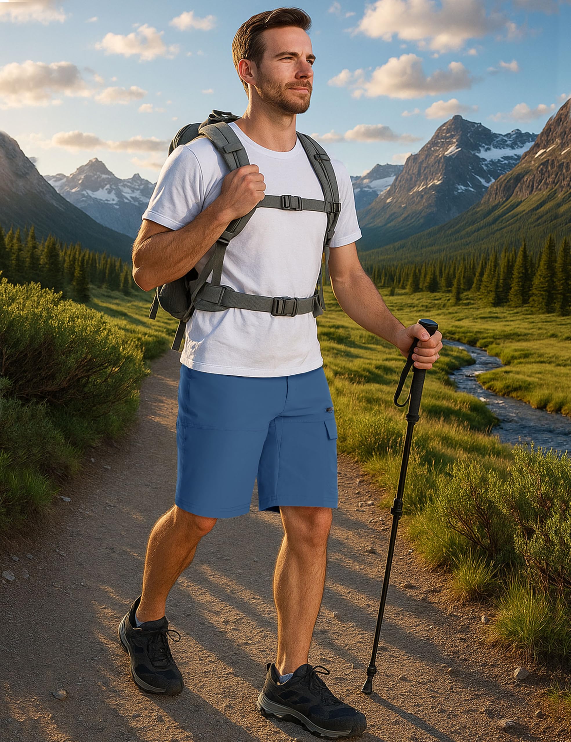 CRYSULLY mens hiking short rear zip pocket shows secure storage on climbs.