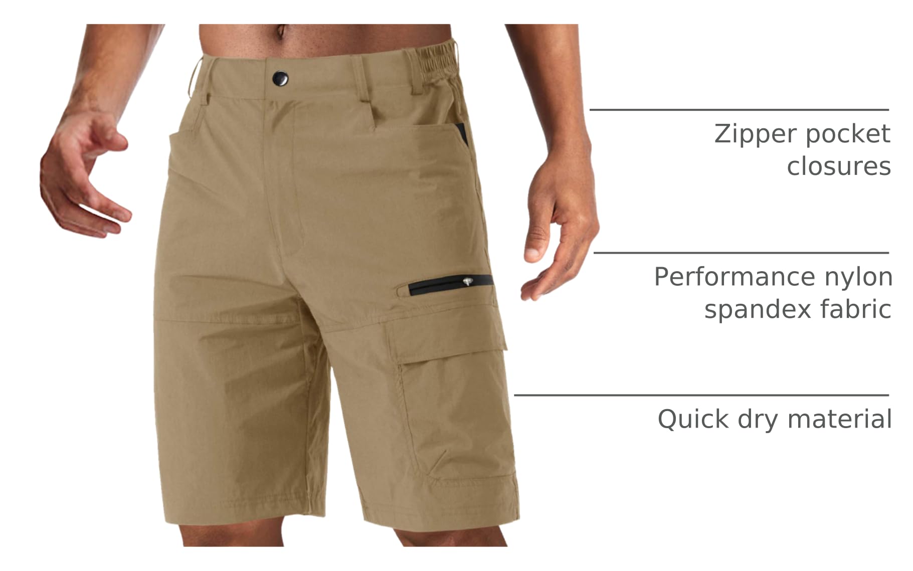 CRYSULLY hiking shorts back zip pocket keeps valuables secure