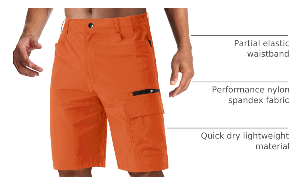 CRYSULLY men's hiking shorts comfortable fit with partial elastic waistband.