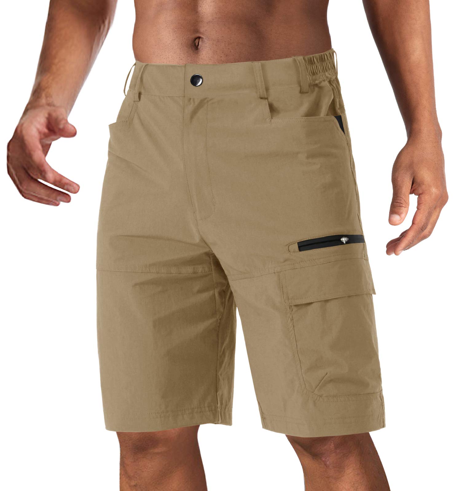 CRYSULLY men's hiking shorts front view highlighting quick-dry fabric for outdoor adventures.