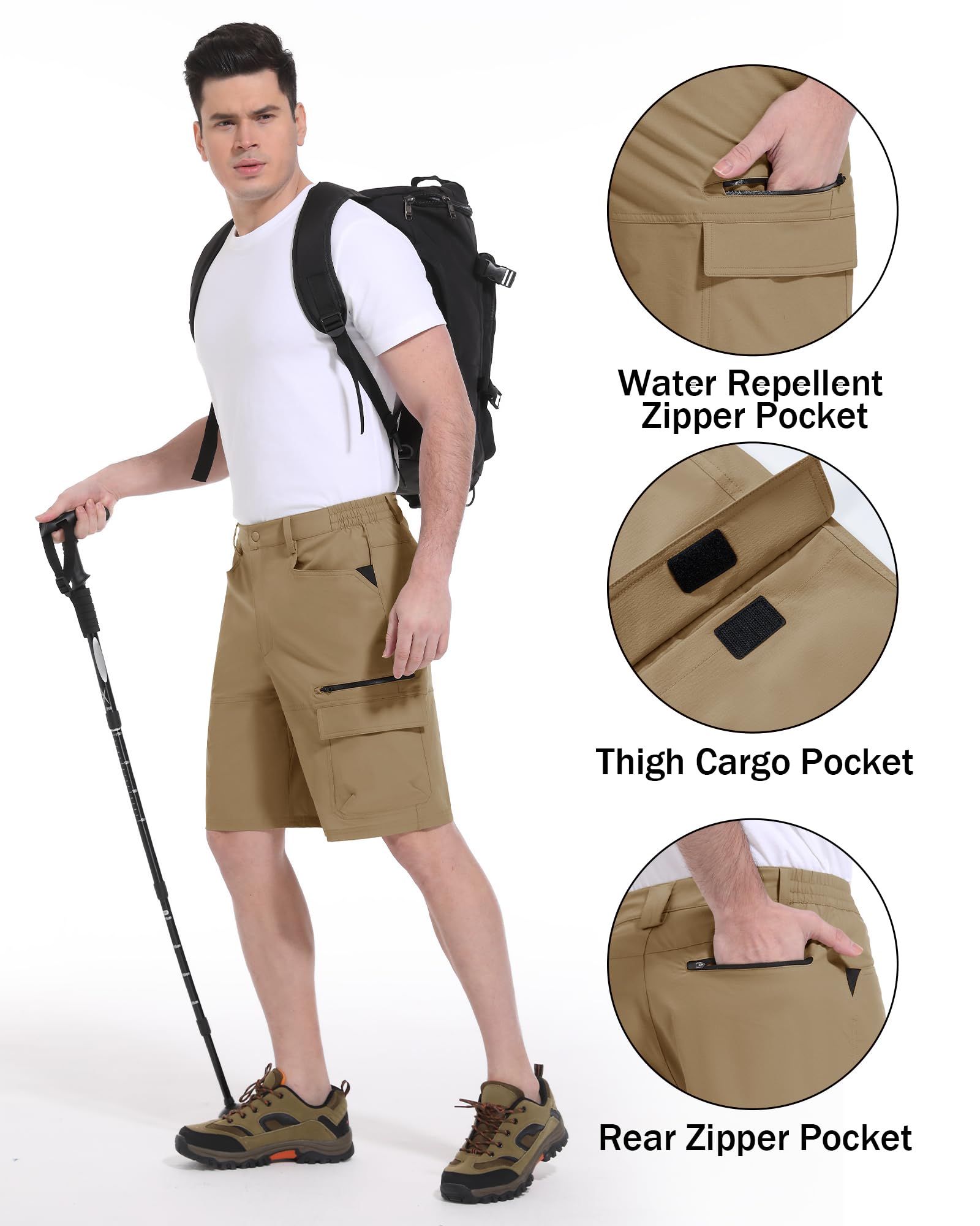 CRYSULLY mens hiking shorts packable design for travel.