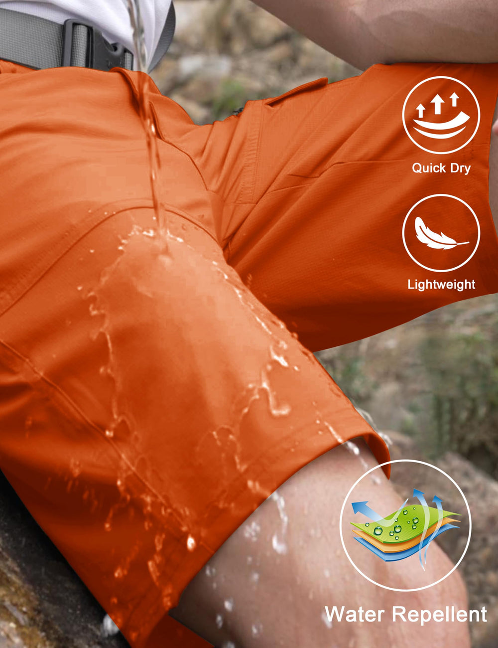 CRYSULLY men's hiking shorts zip pockets securing essentials outdoors.