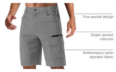 CRYSULLY men's shorts back pocket with zipper keeps valuables safe while exploring