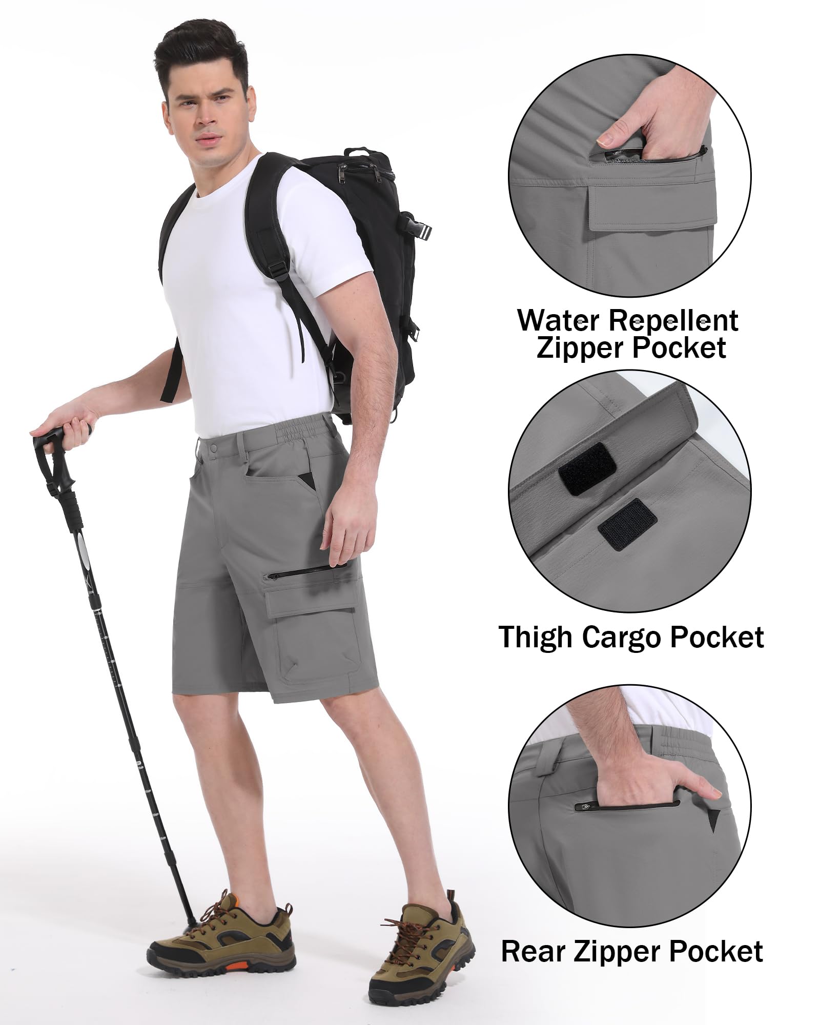 CRYSULLY mens shorts outdoor wear with quick-dry fabric and pockets