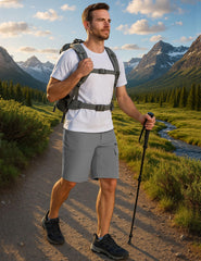 CRYSULLY mens shorts fabric close-up emphasizes durability and stretch for mobility.