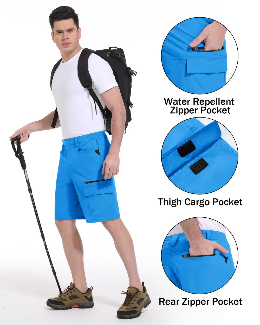 CRYSULLY Azure shorts suited for hiking travel fishing and camping.