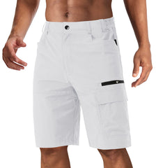 CRYSULLY men's shorts front view with lightweight quick-dry cargo for travel-ready comfort.