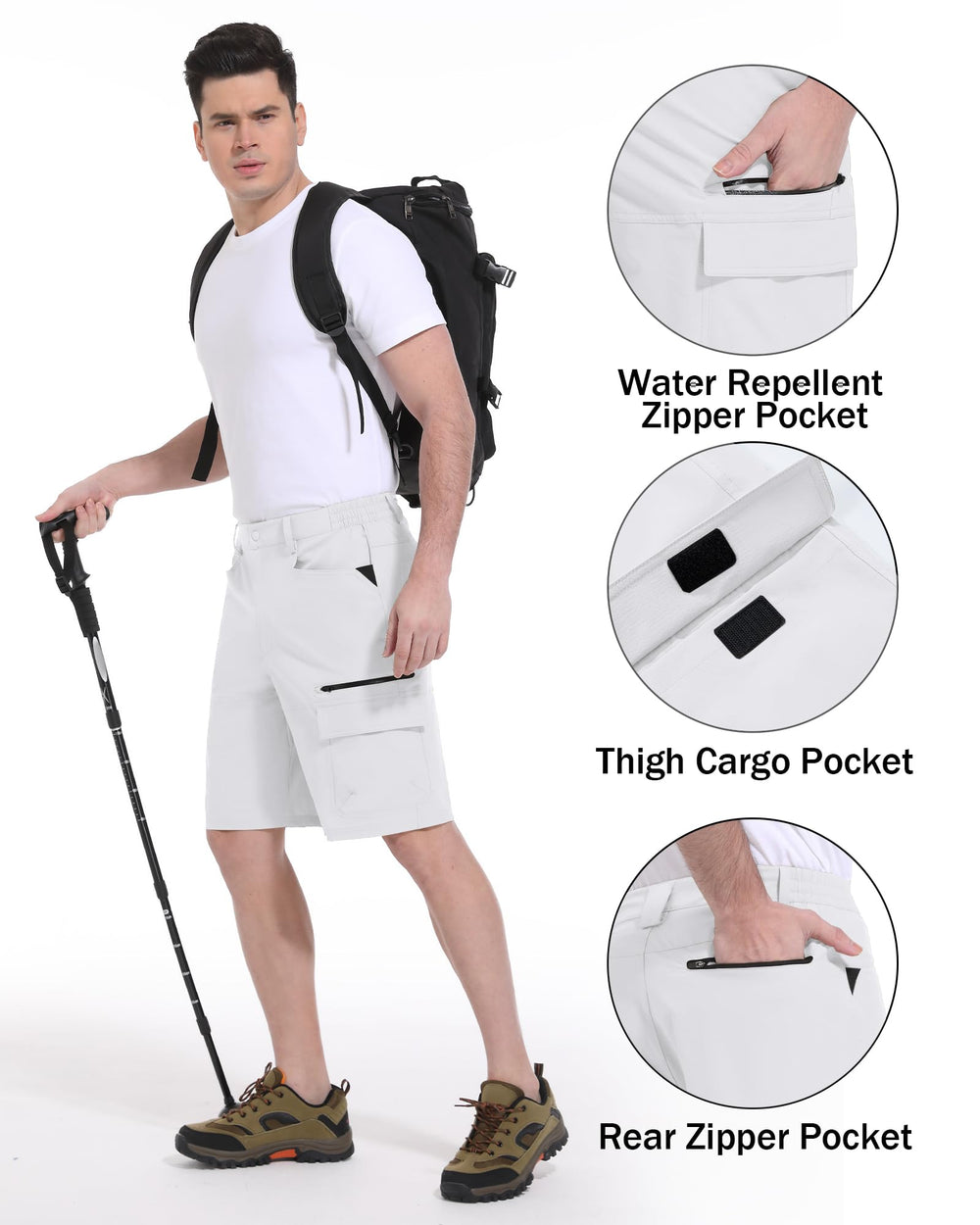 CRYSULLY outdoor lifestyle shot emphasizes hiking-ready comfort and practical cargo design.