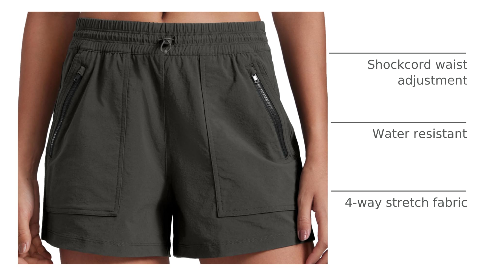 CRZ YOGA Arbor Olive 3-inch hiking shorts back pocket for essentials while exploring