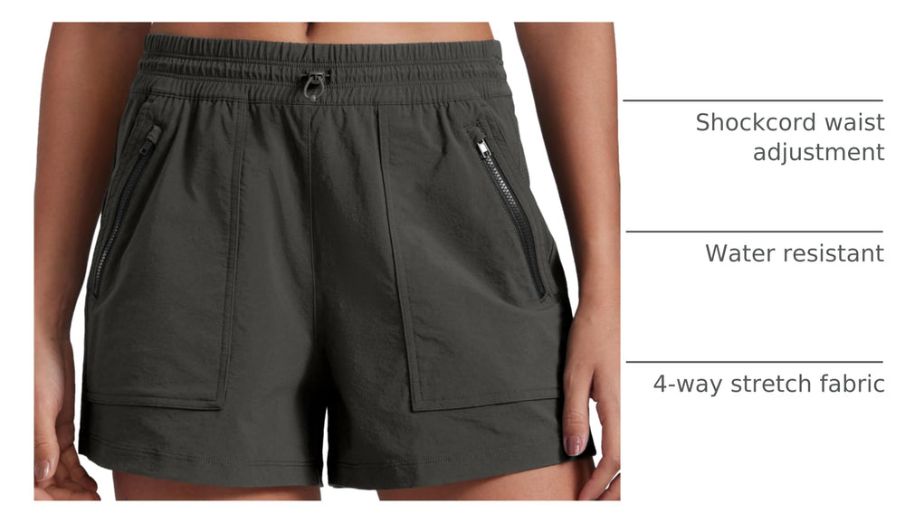 CRZ YOGA Arbor Olive 3-inch hiking shorts back pocket for essentials while exploring