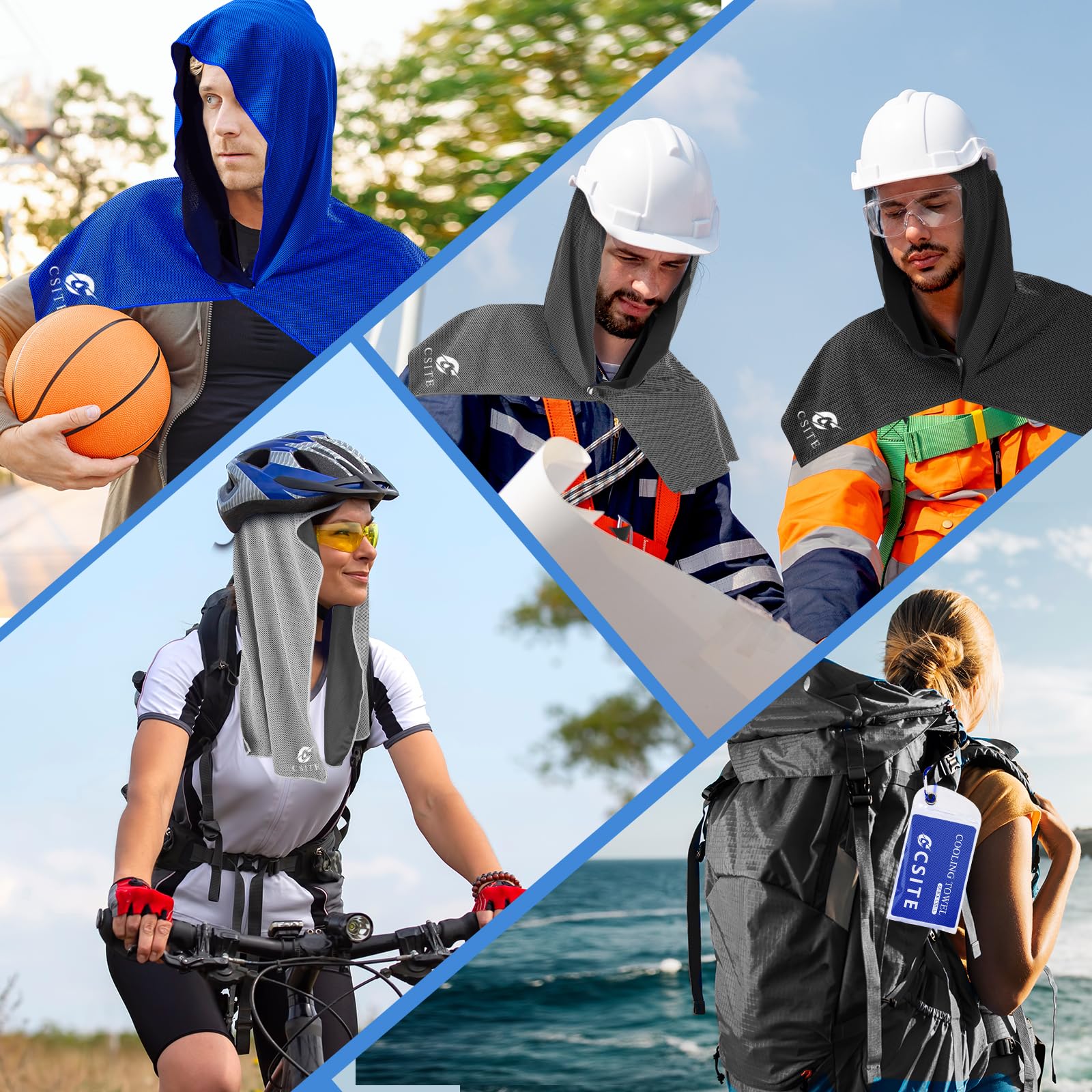 CSITE cooling hoodie towel size 29x12 inches unfolded for generous cooling coverage.