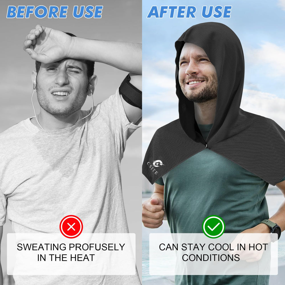 CSITE cooling hoodie towel used during outdoor activity