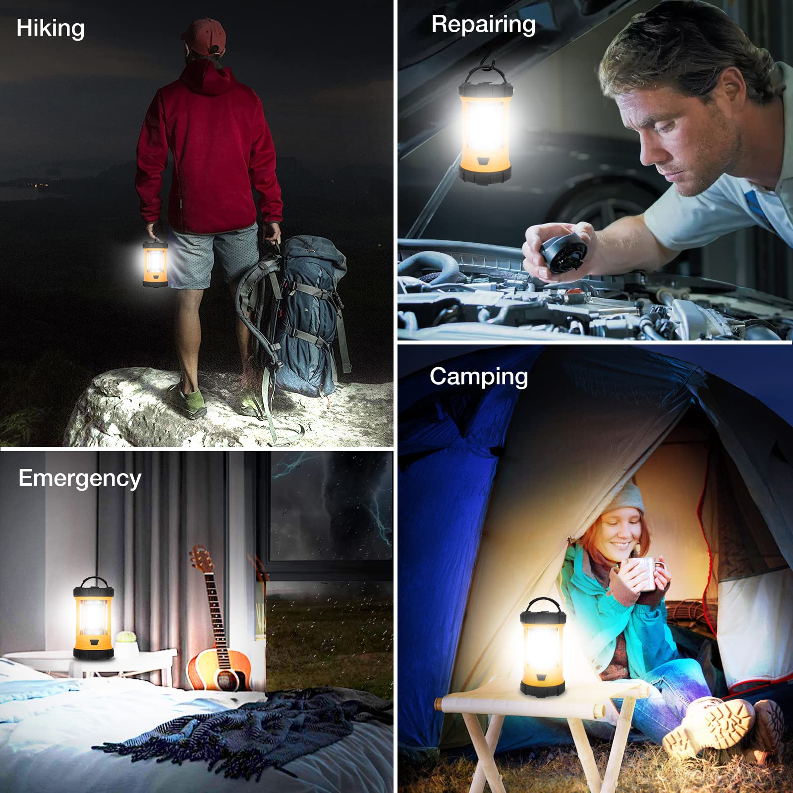 CT CAPETRONIX collapsible-hook lantern easily hangs inside a tent or on a branch.