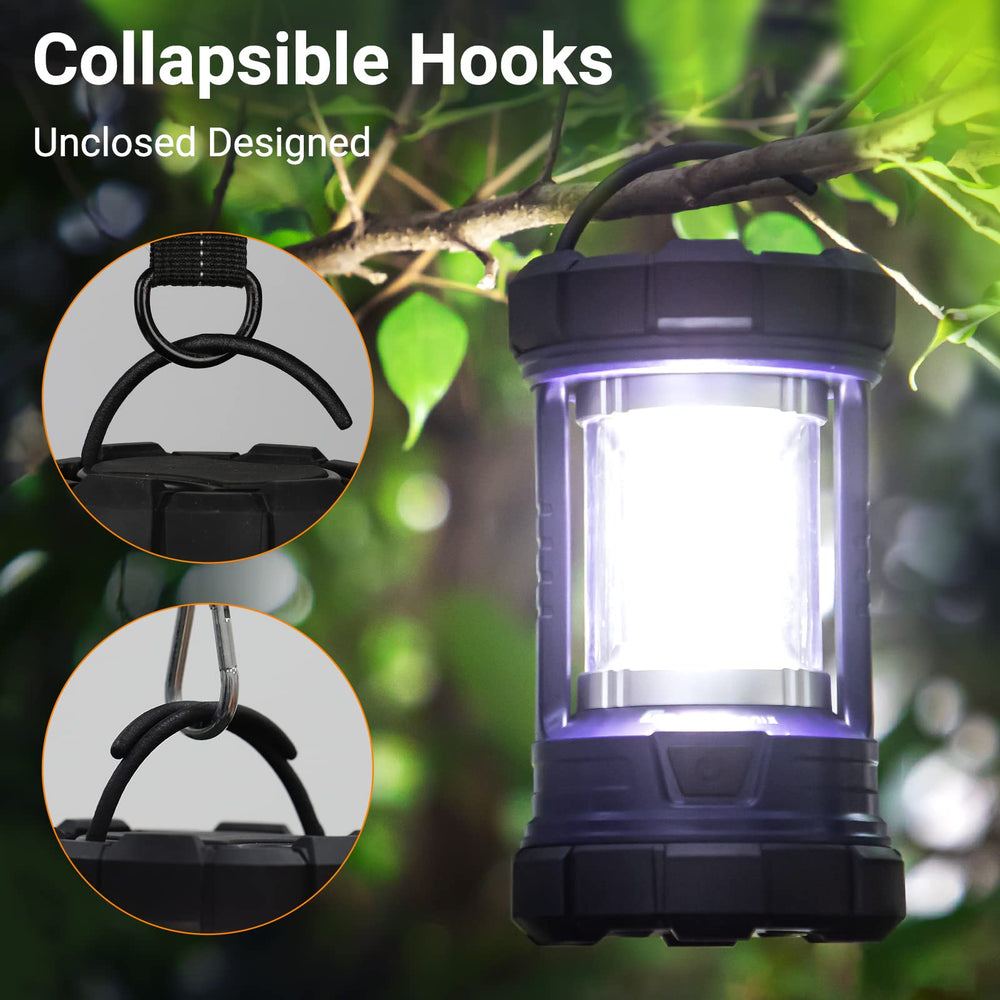 CT CAPETRONIX lantern features a compact form and collapsible hook for easy hanging.